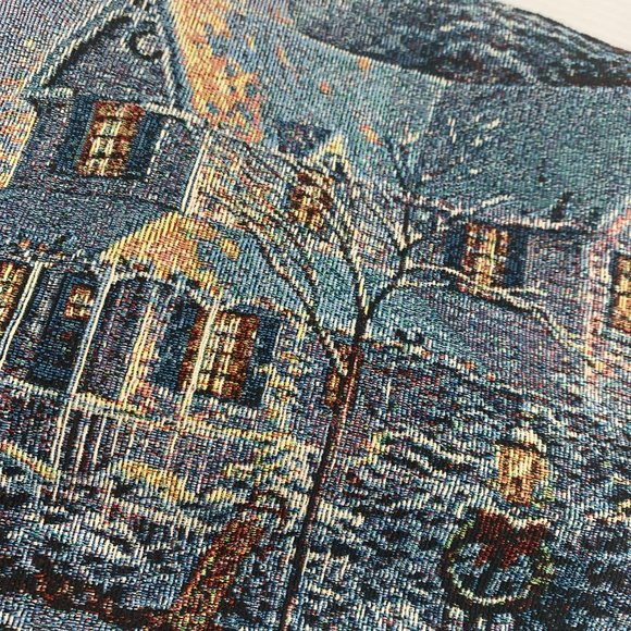 Thomas Kinkade The Night Before Christmas Fiber Optics Fabric Wall Tapestry - Picture 5 of 10